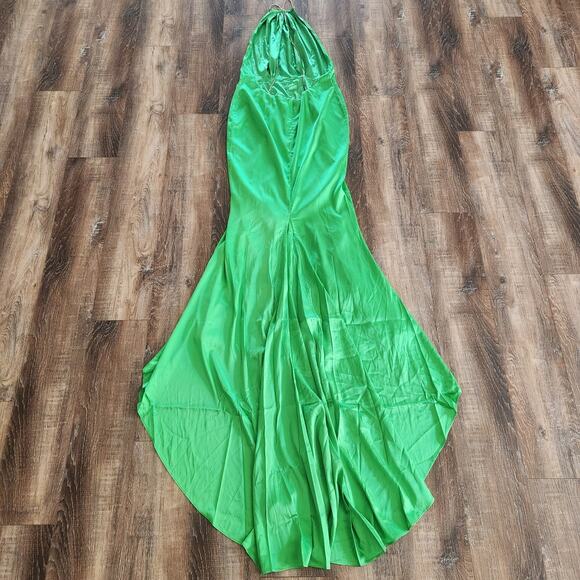 Retrofete Margot Maxi Dress Green Size XL Silk Blend Open Back NWT - Picture 7 of 14